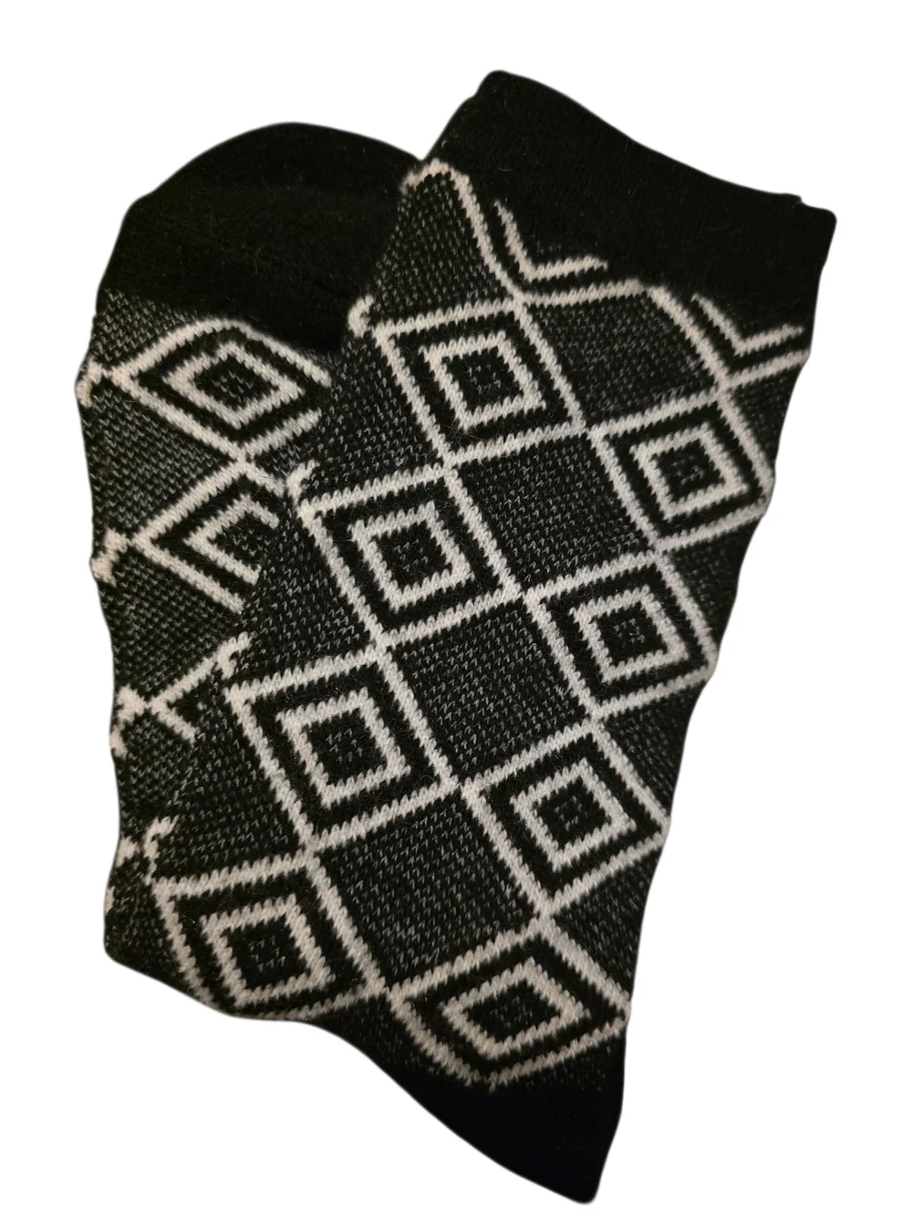 Black & White Geometric Diamond Socks